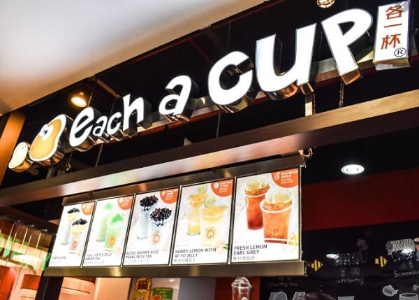 Danh sách các quán trà sữa nổi tiếng ở Singapore. Quán Each a cup. Quán trà sữa ở Singapore