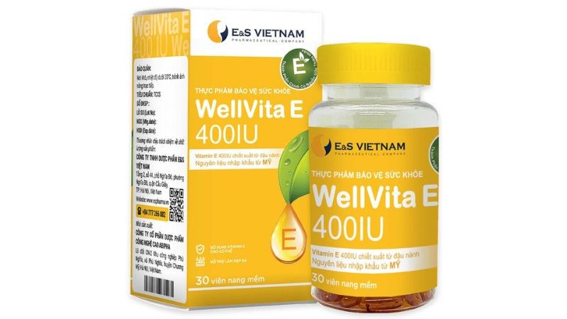 Viên uống WellVita E 400 IU cung cấp 180 mg cho cơ thể