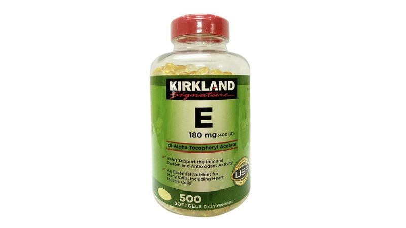 Viên uống Kirkland vitamin E cung cấp 180 mg vitamin E cho cơ thể