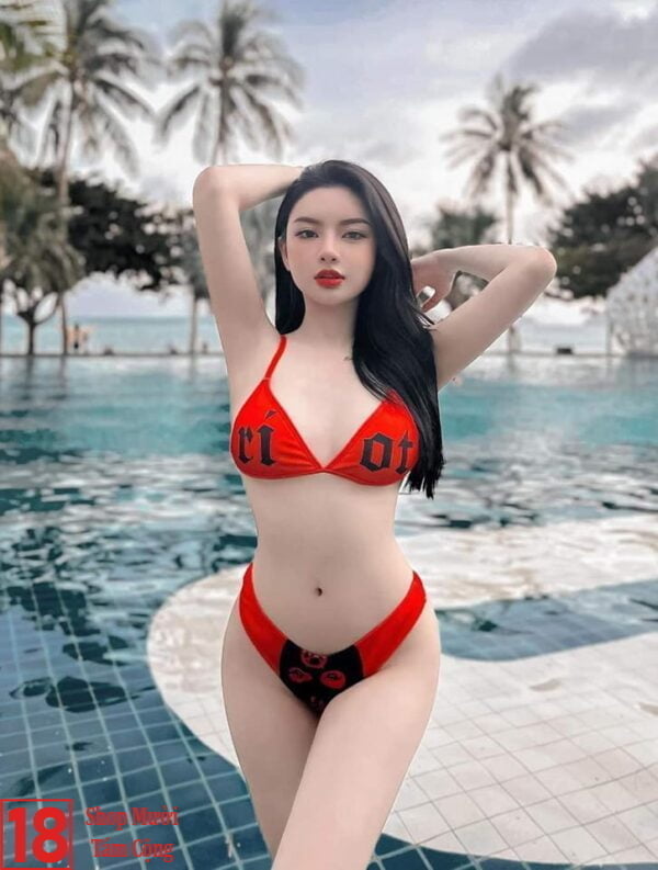 Ảnh gái xinh mặc bikini đỏ thể thao 66