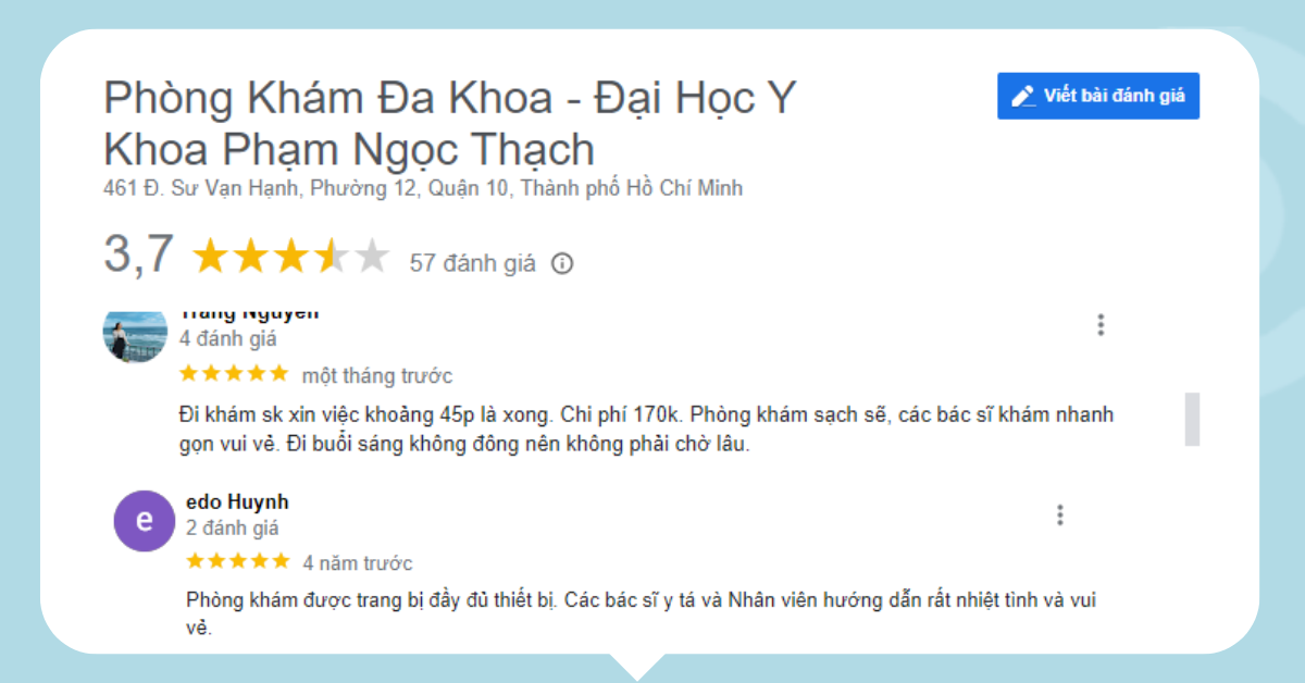 Đánh giá tích cực của người bệnh đã thăm khám tại Bệnh viện Quốc tế City