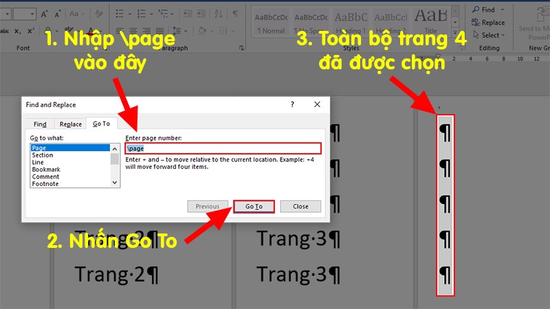 Vào file Word cần xóa trang trắng > Nhấn tổ hợp phím Ctrl + G > 1 hộp thoại sẽ xuất hiện