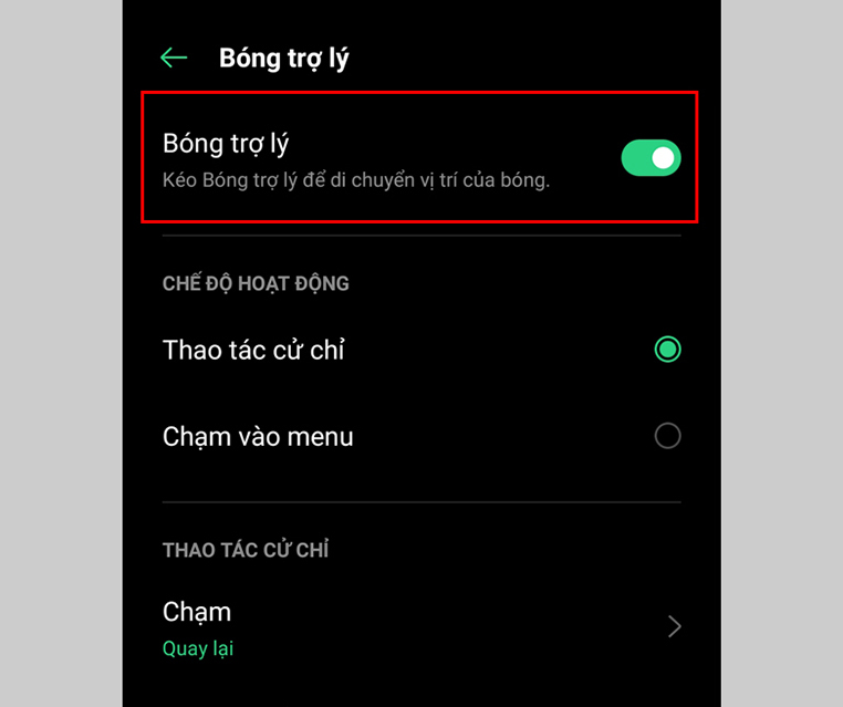 Cách chụp màn hình điện thoại OPPO bằng bóng trợ lý