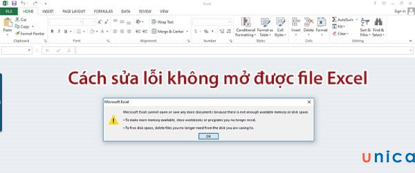 Lỗi không mở được file excel