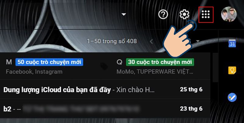 chọn vào biểu tượng hình vuông.