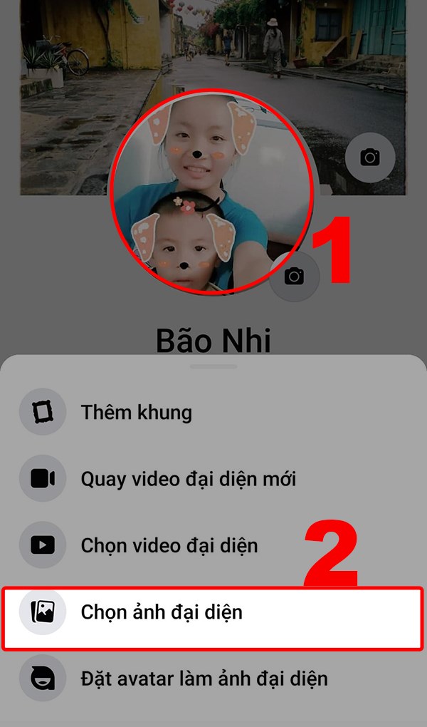 Nhấn vào hình đại diện và chọn vào Chọn ảnh đại diện.