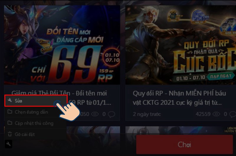 Đầu tiên bạn hãy chọn vào biểu tượng sau khi mở Garena.