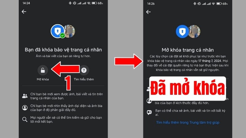 Mở khóa bảo vệ trang cá nhân