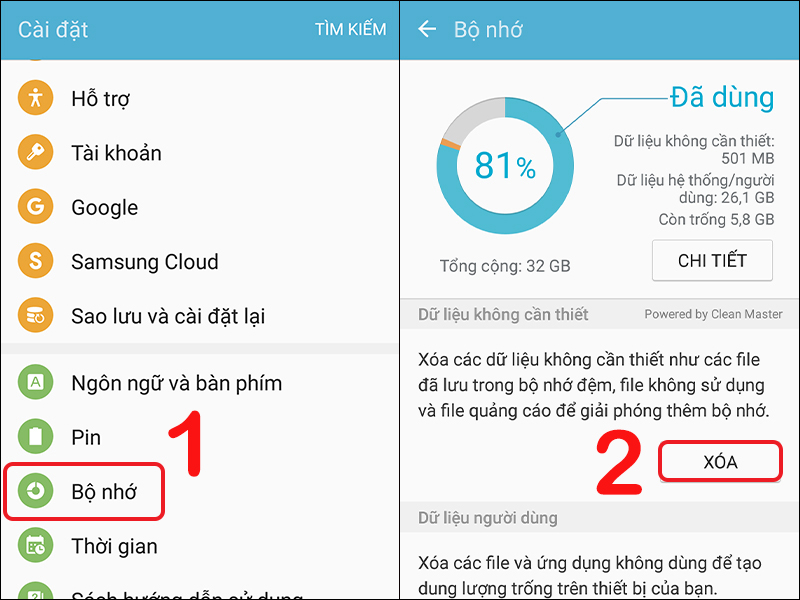 Cách dọn dẹp và giải phóng bộ nhớ lưu trữ điện thoại Samsung
