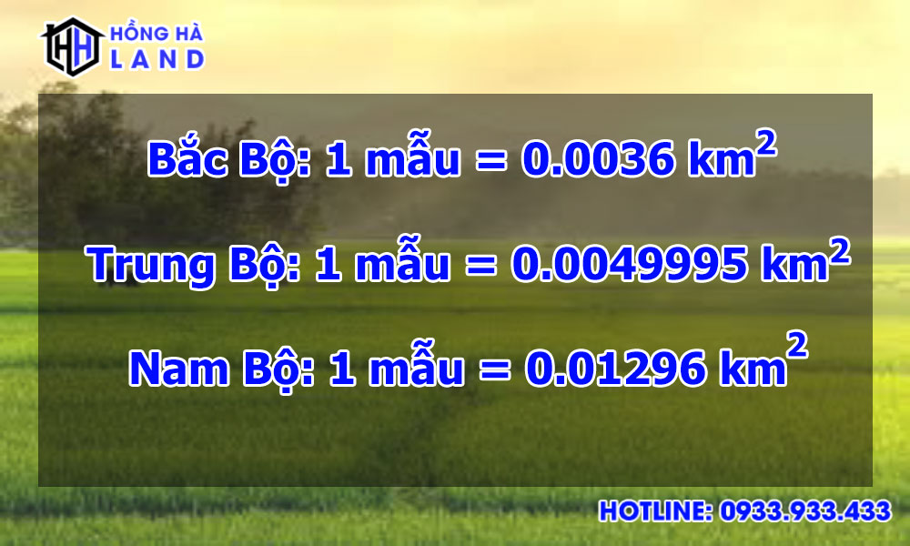 1 mẫu bằng bao nhiêu km2