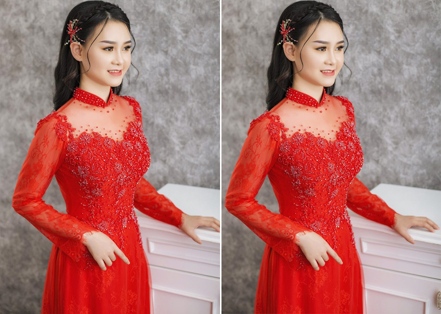 ao dai cuoi mau do 1