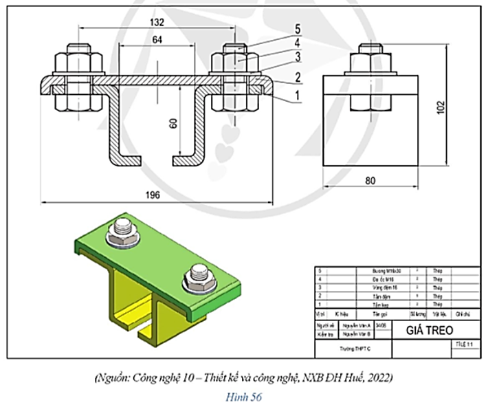 Các kích thước được thể hiện trên bản vẽ lắp