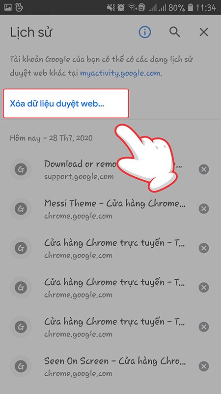 Cách xem, xóa lịch sử duyệt web trên Google Chrome trên điện thoại Adroid - 3