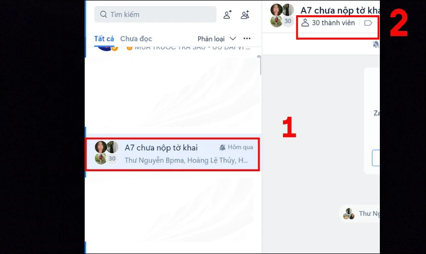 Chọn biểu tượng hiển thị Số lượng thành viên