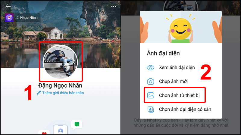 Nhấn vào Ảnh đại diện và chọn ảnh từ thiết bị