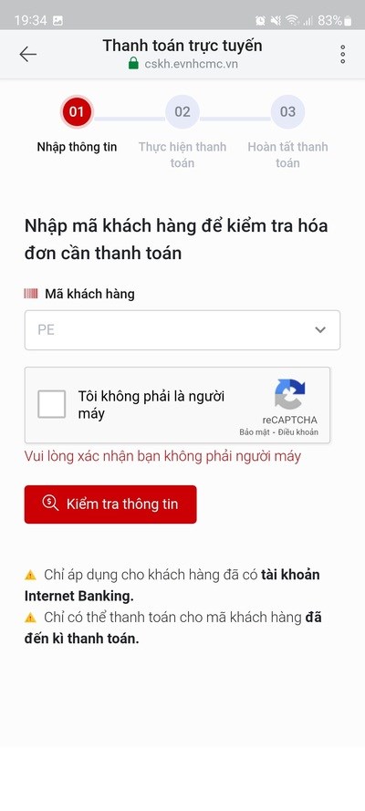 Nhập thông tin Mã khách hàng