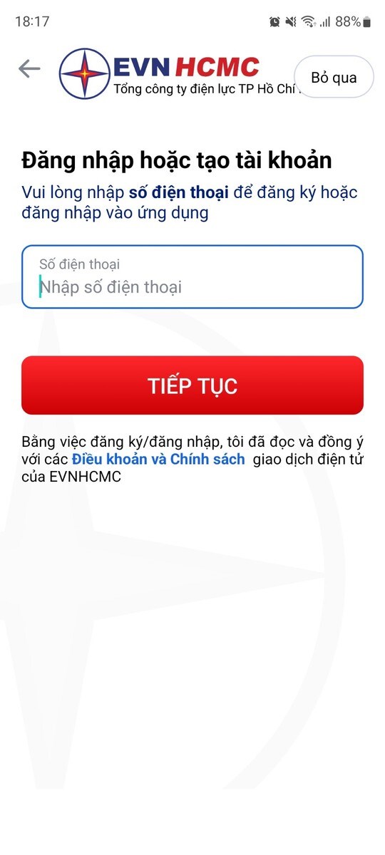 Đăng nhập vào ứng dụng