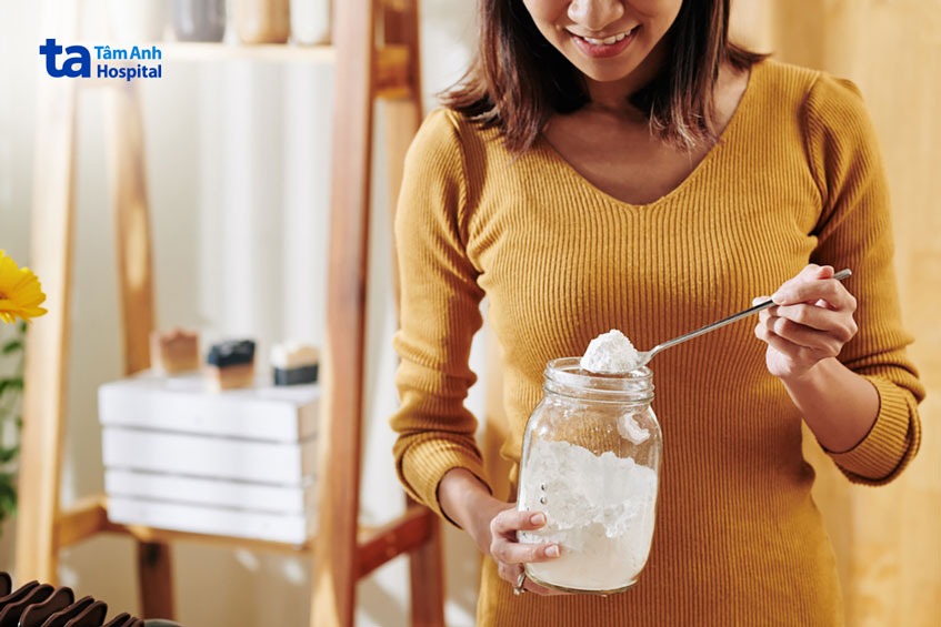 ngâm mình trong nước hòa tan baking soda