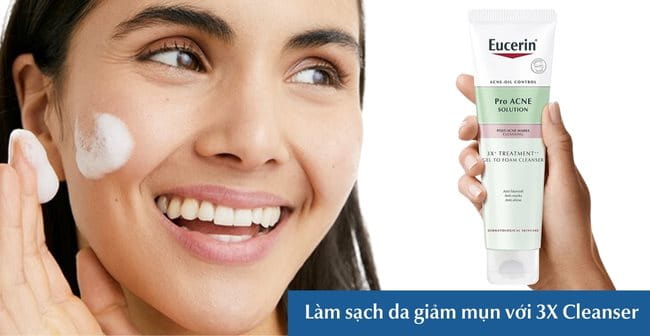 Gel rửa mặt giảm mụn đầu tiên Eucerin ProAcne 3X Cleanser