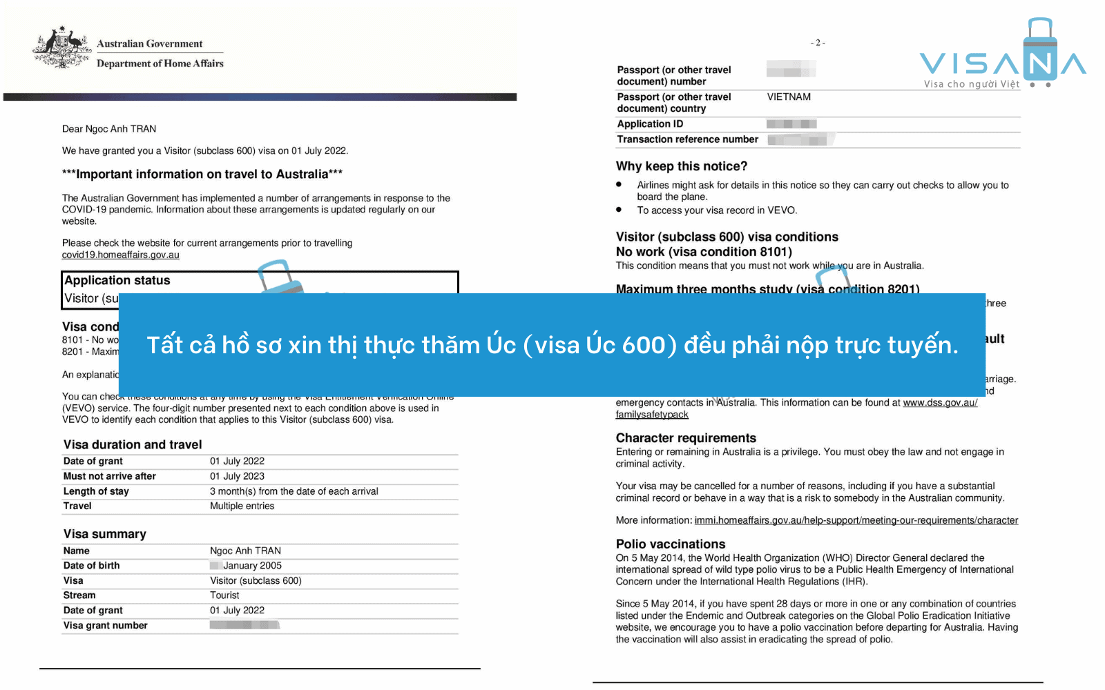 địa điểm nộp hồ sơ xin visa úc du lịch visana