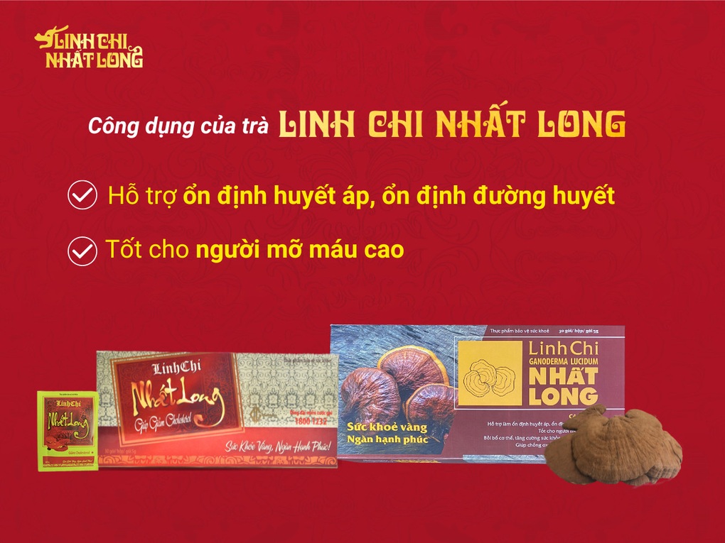 Hỗ trợ giảm huyết áp, đường huyết với trà Linh Chi Nhất Long - 2