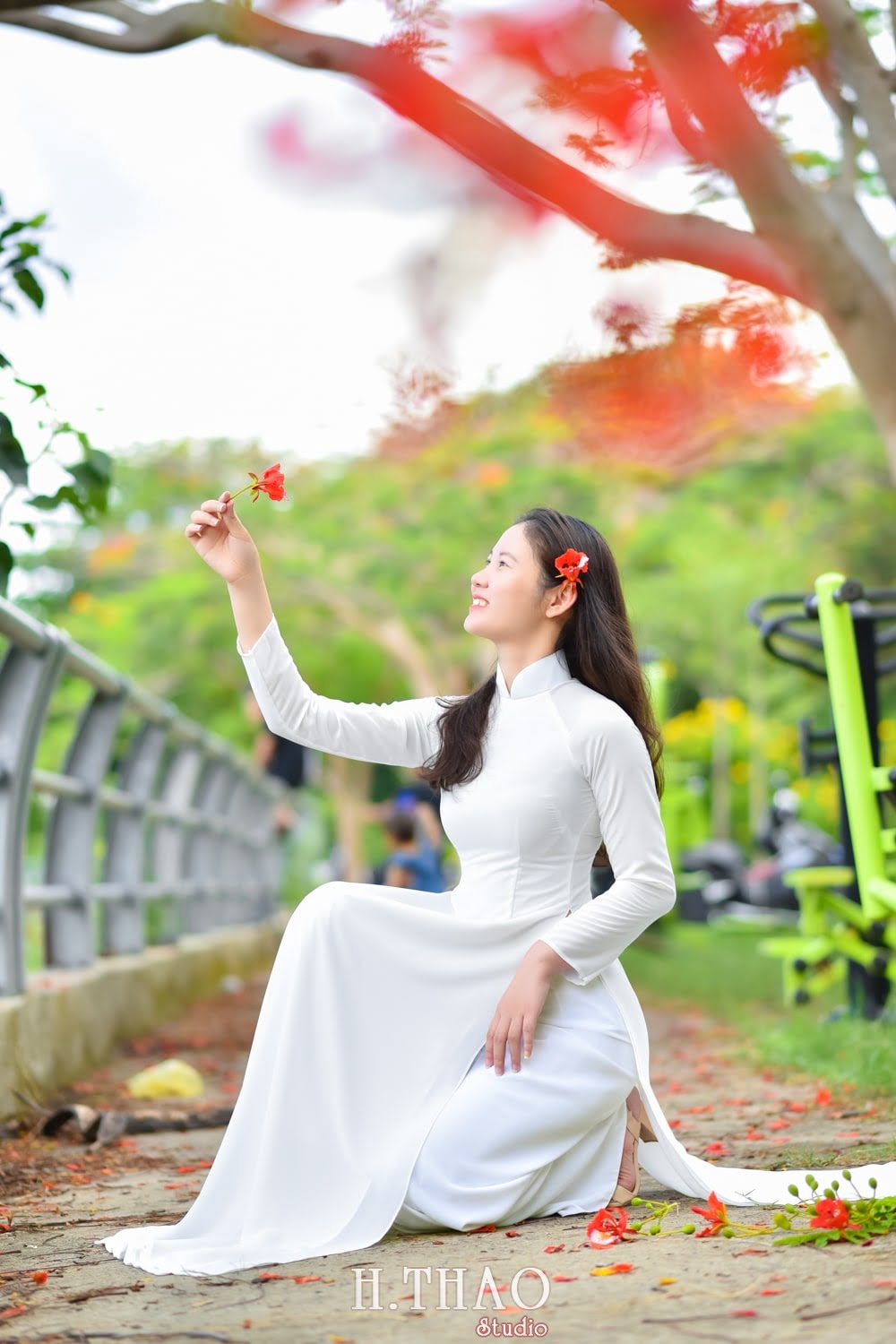 Anh ao dai hoa phuong 7 min - Tổng hợp album ảnh chụp áo dài ngoại cảnh tuyệt đẹp ở Tp.HCM