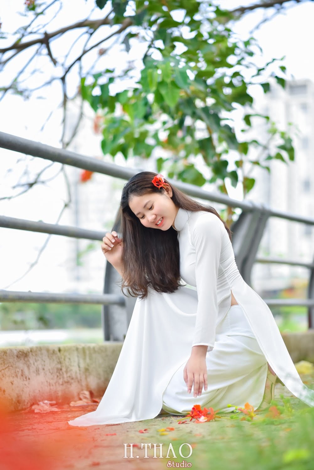 Anh ao dai hoa phuong 6 min - Tổng hợp album ảnh chụp áo dài ngoại cảnh tuyệt đẹp ở Tp.HCM