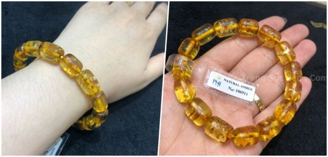 Vòng tay đá hổ phách amber