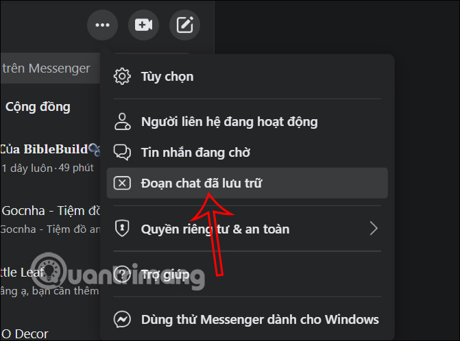 Khôi phục đoạn chat Messenger PC