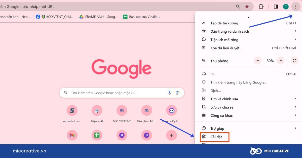 Đầu tiên để tắt quảng cáo trên Google Chrome hãy vào cài đặt