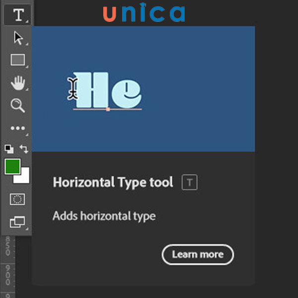 Chọn công cụ Horizontal Type tool