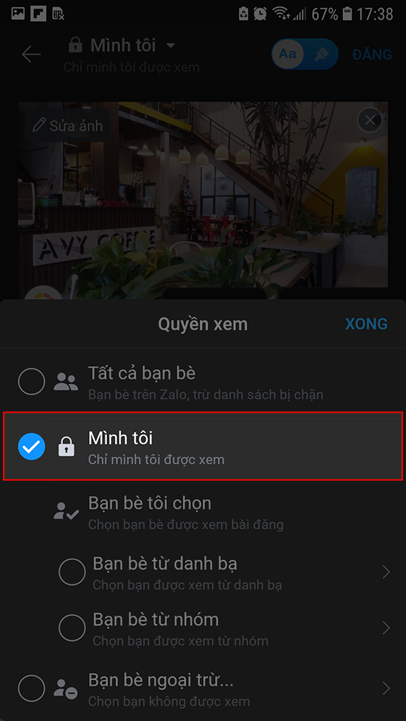 Chọn Mình tôi để ẩn bài viết mới