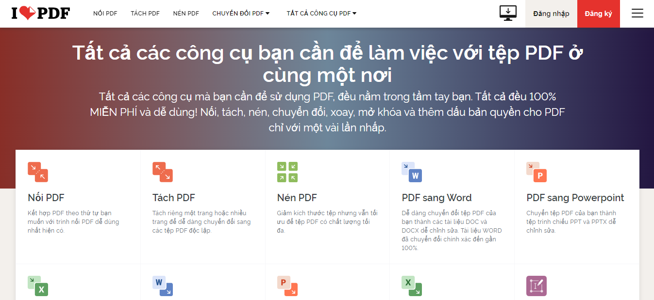 Sử dụng iLovePDF