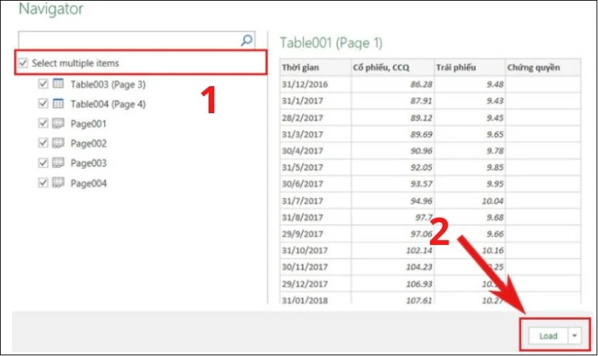 đánh tick vào ô select multiple items và chọn load