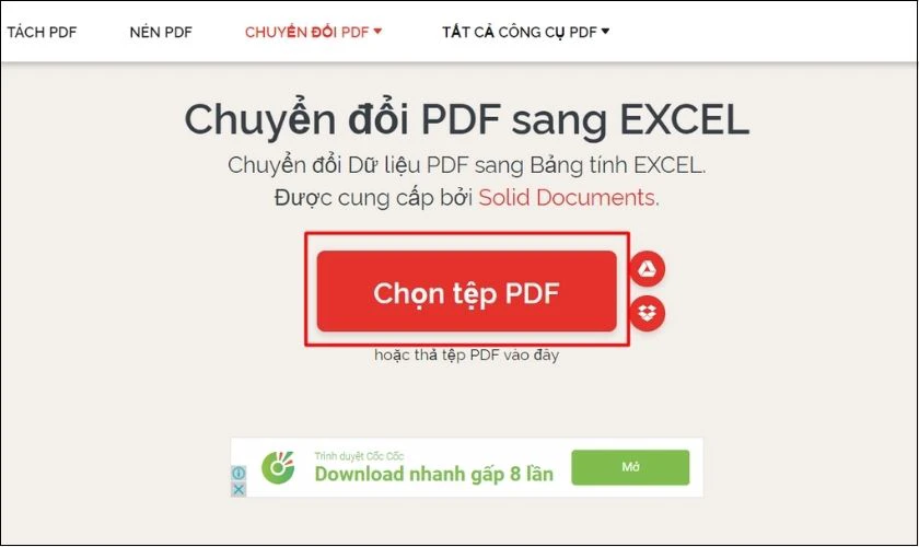 cách chuyển đổi từ file pdf sang excel bằng ilove pdf