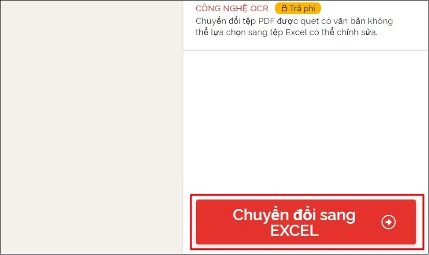 nhấn chuyển đổi sang excel