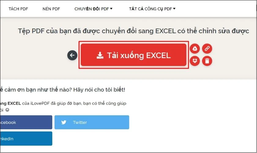 đợi mọt chút rồi nhấn tải xuống excel