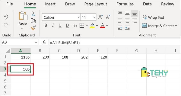 Hàm công trừ trong excel