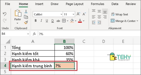 Sử dụng hàm tính trừ trong excel để tính tỉ lệ %