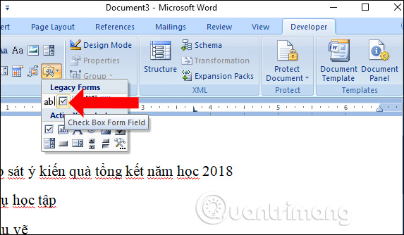 Nội dung chèn checkbox