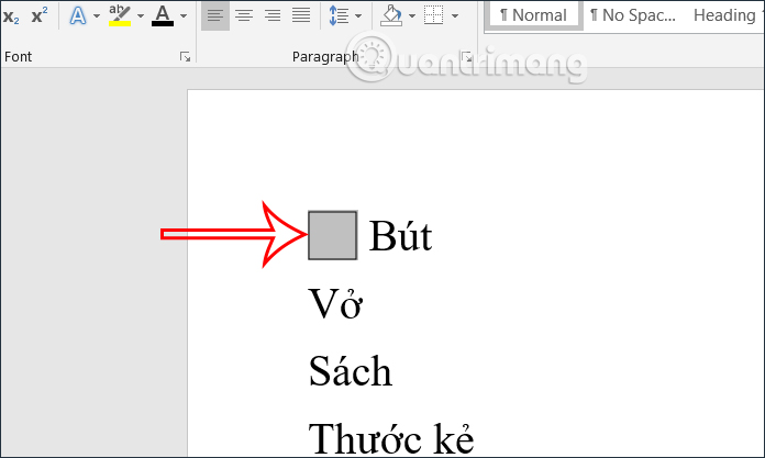 Chỉnh ô checkbox trong Word