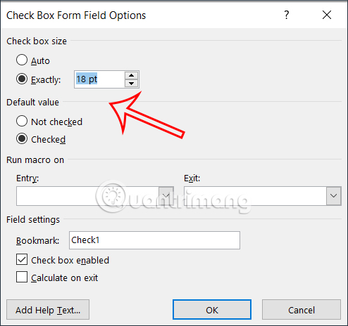 Kết quả ô checkbox trong Word