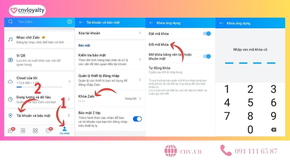 Cách đổi pass Zalo