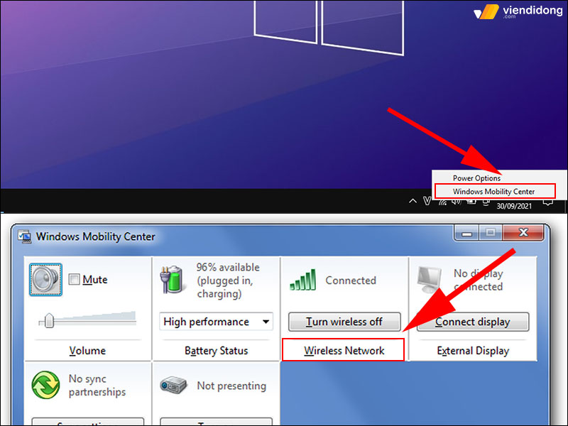 cách kết nối WiFi cho Laptop mobility