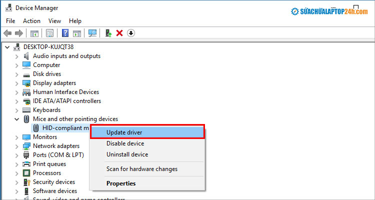 Chọn driver để cập nhật driver cho chuột máy tính