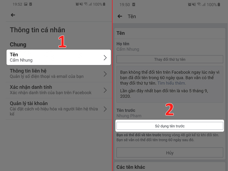 Hướng dẫn cách đổi lại tên cũ sau khi thực hiện đổi tên trên Facebook (2)