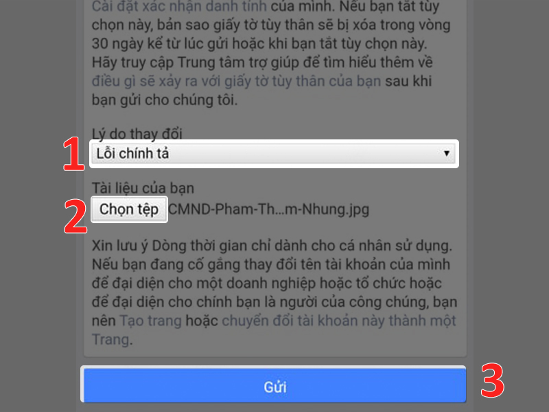 Hướng dẫn đổi tên Facebook bằng cách gửi ảnh giấy tờ tùy thân (4)