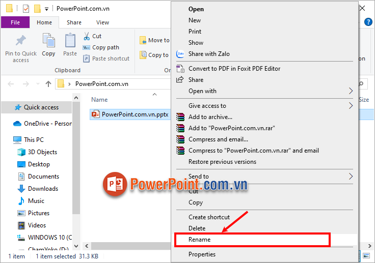 Cách đổi tên file PowerPoint bằng Rename