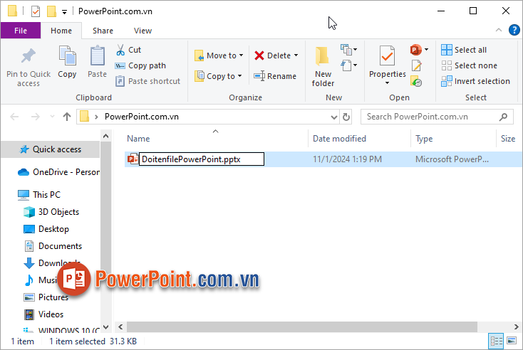 Đổi tên file PowerPoint