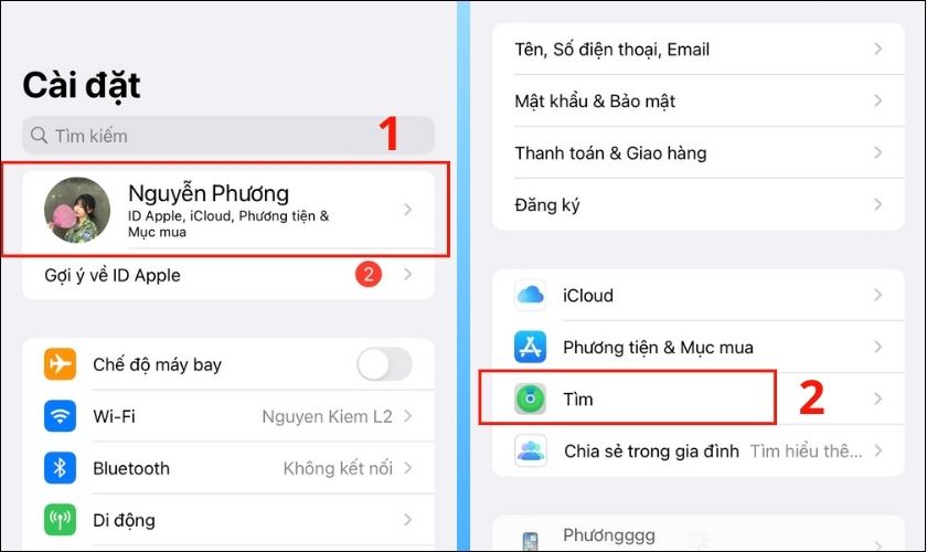 tắt tính năng tìm iphone trước khi hạ cấp ios 16